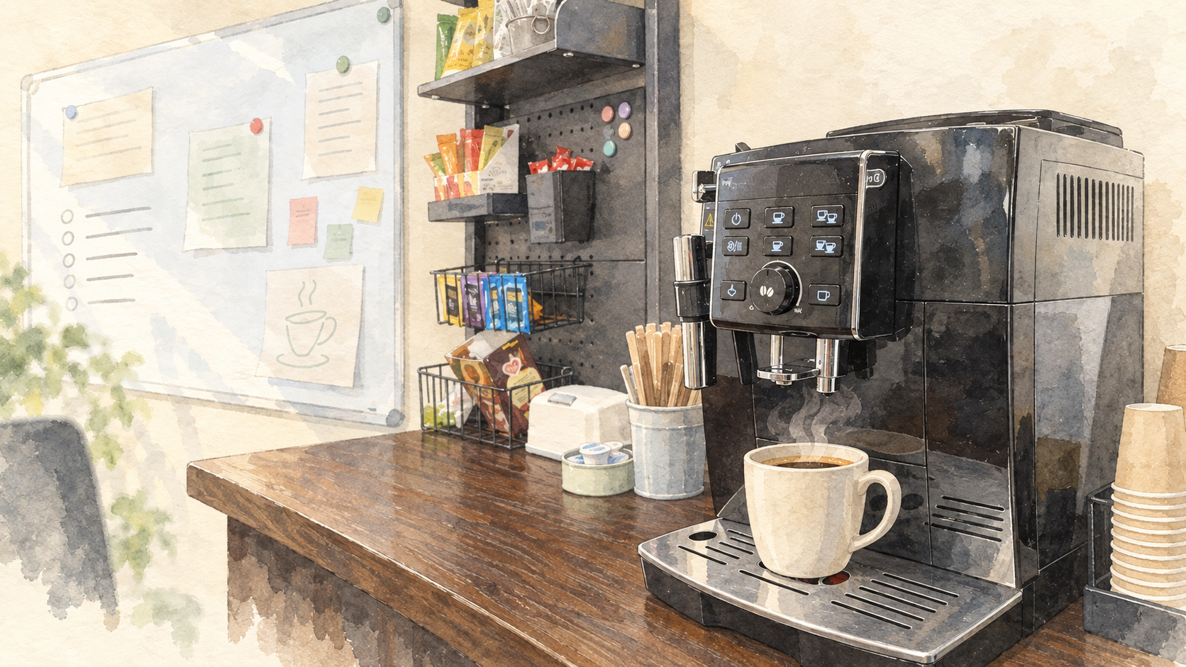 コーヒーを淹れるついでに。社内のコーヒーコーナー