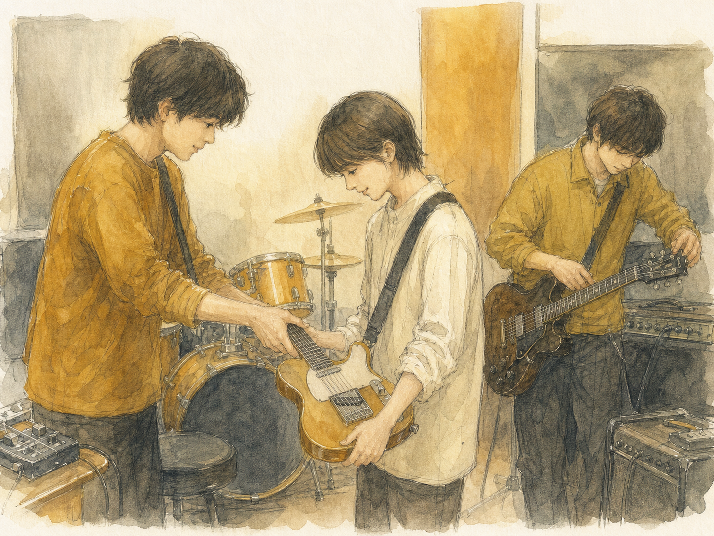 新入社員が加入したバンドのイラスト